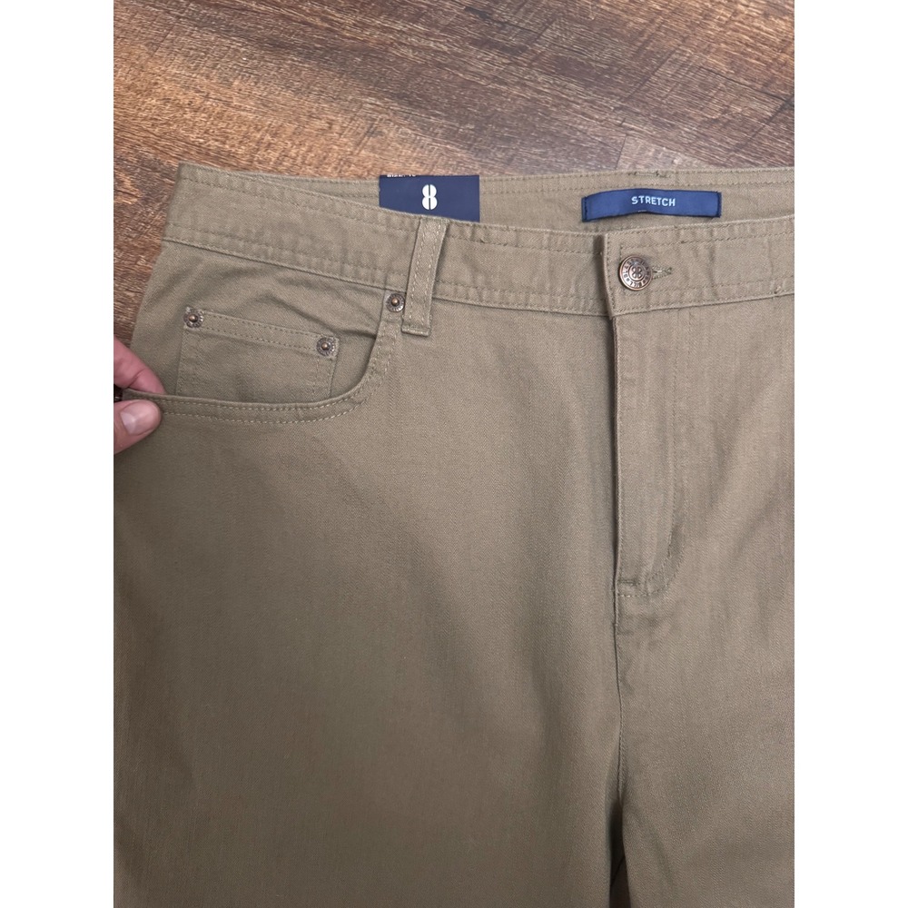 NWT Bill Blass Jeans Dark Khaki Stretch Straight Leg Pants Size 8 - Picture 2 of 8